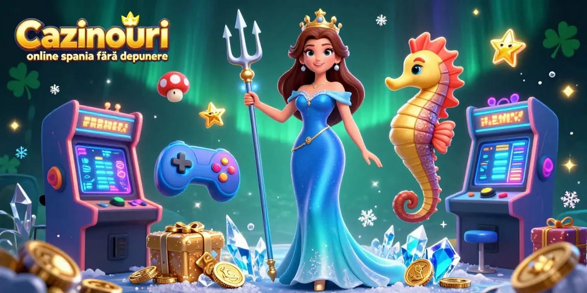 Cazinouri online spania fără depunere illustration showcasing a stunning sea-themed casino experience with vibrant game elements.