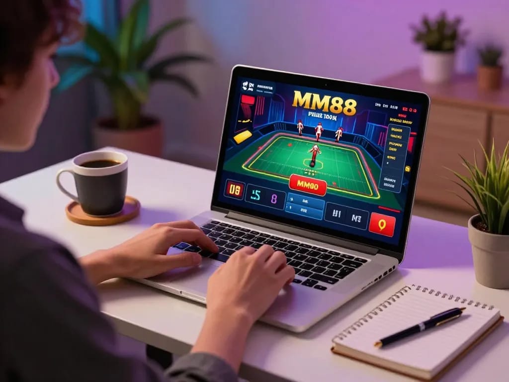 Engaging online gameplay on MM88 platform with live dealer interface and strategic notes.