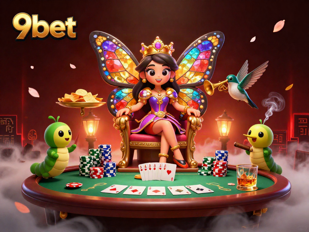 Win big at 9bet with vibrant casino action featuring poker tables and colorful chips.