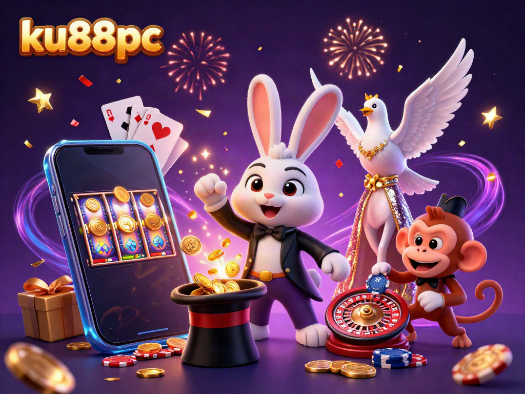 Experience the excitement of ku88pc with vibrant casino characters and games in a magical setting.