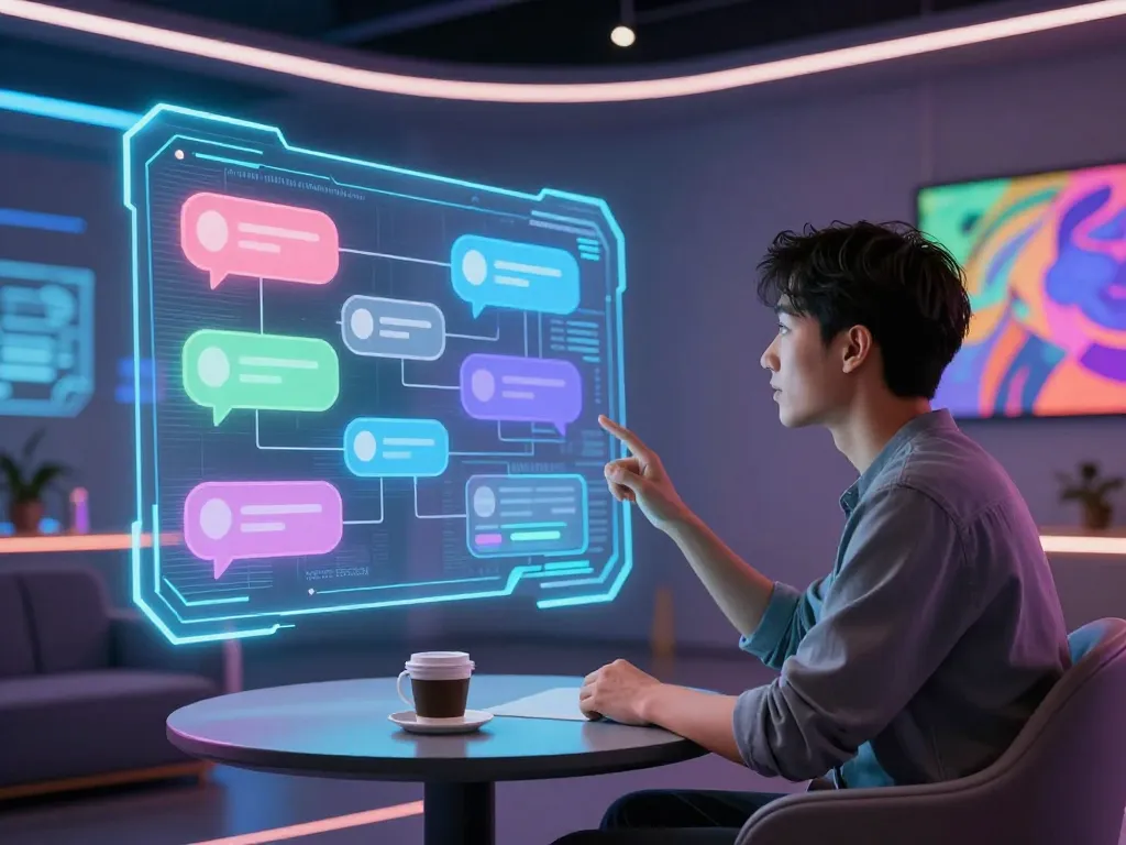 Engaging spicy ai chat interaction in a high-tech digital space.
