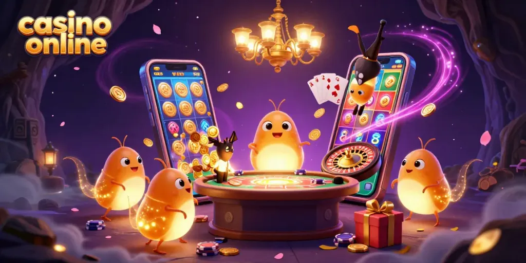 Juega en un casino online iluminado por luciérnagas en un entorno místico y vibrante.