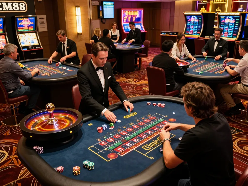 Players engaging at CM88 roulette tables, showcasing thrilling moments in gambling.