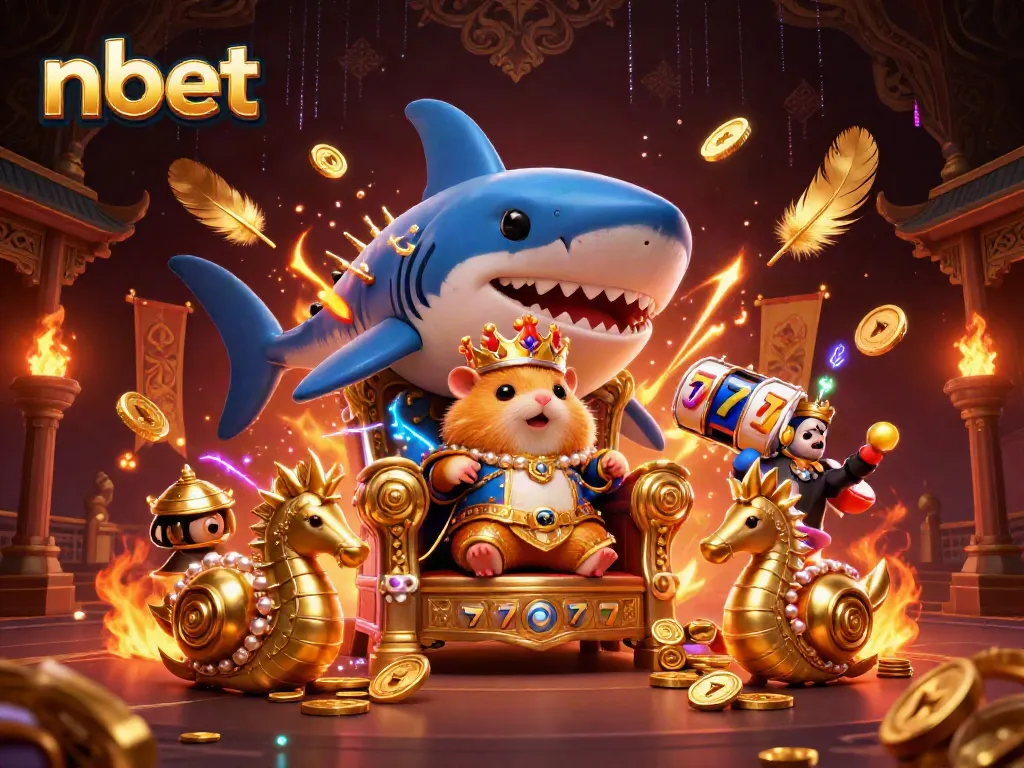 Experience thrilling wins at nbet's vibrant online casino featuring a hamster king on a megalodon throne.