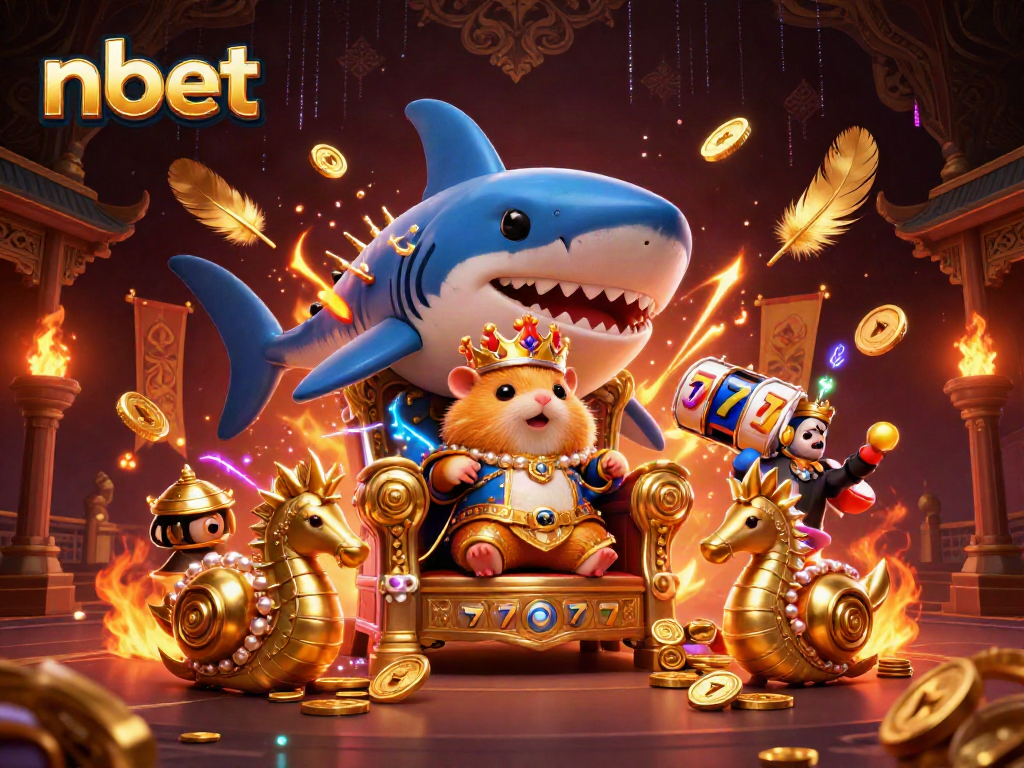 Experience thrilling wins at nbet's vibrant online casino featuring a hamster king on a megalodon throne.