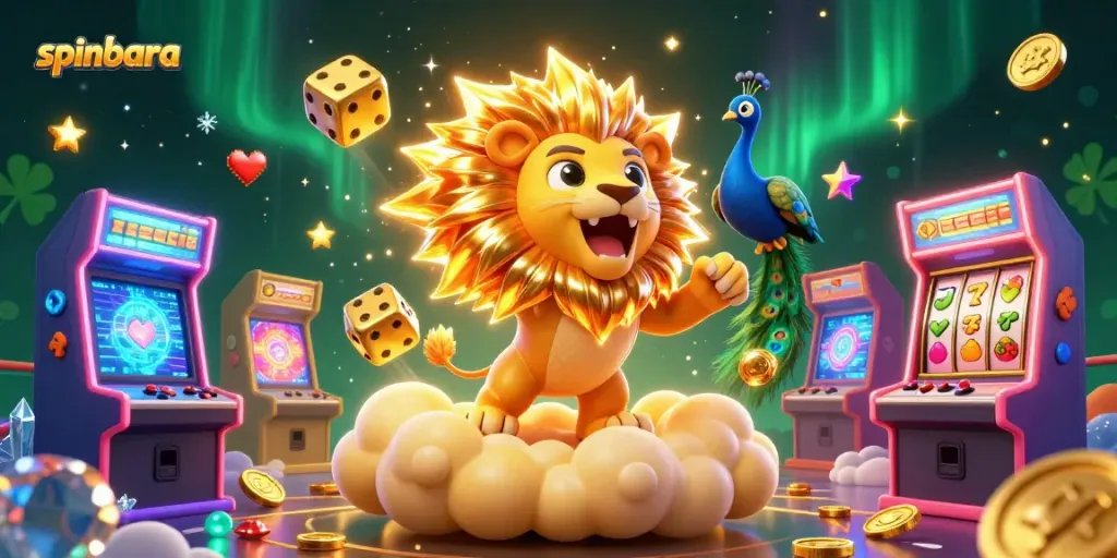 Win big at spinbara with colorful 3D casino elements and dynamic gaming scenes.