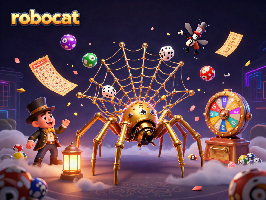 Robocat captures the thrill of casino play with vibrant lottery balls and dynamic winning elements!