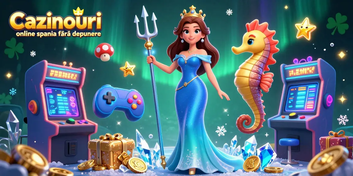 Cazinouri online spania fără depunere illustration showcasing a stunning sea-themed casino experience with vibrant game elements.